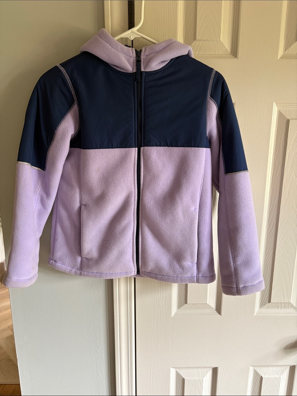 Lands' End Lavender & Navy Hooded Fleece Jacket